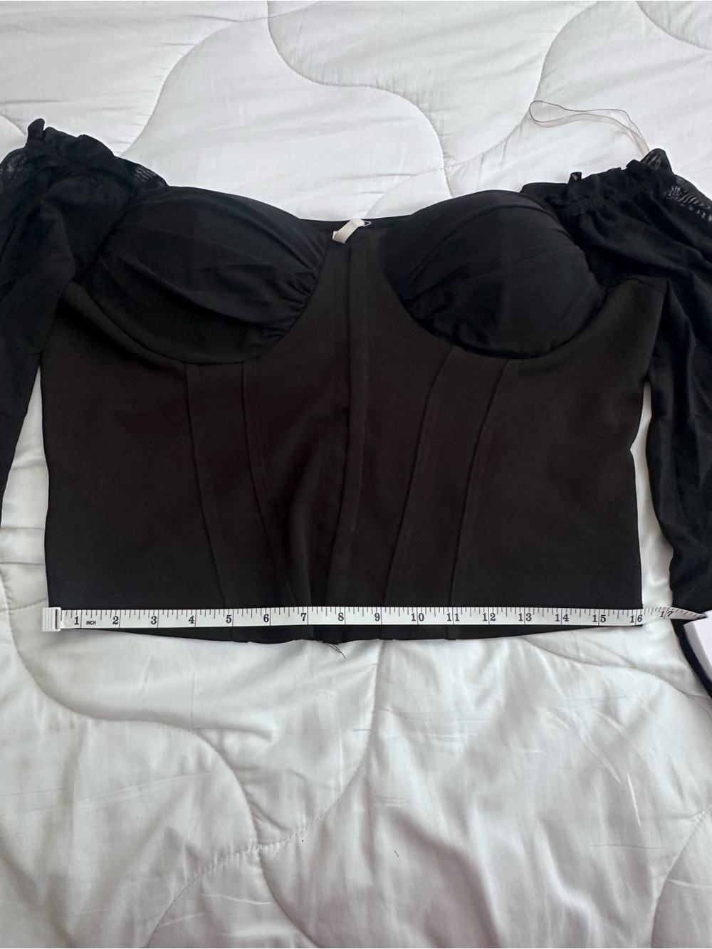 Bluebell Black Off-Shoulder Long Sleeve Crop Bustier Top - Picture 5 of 9